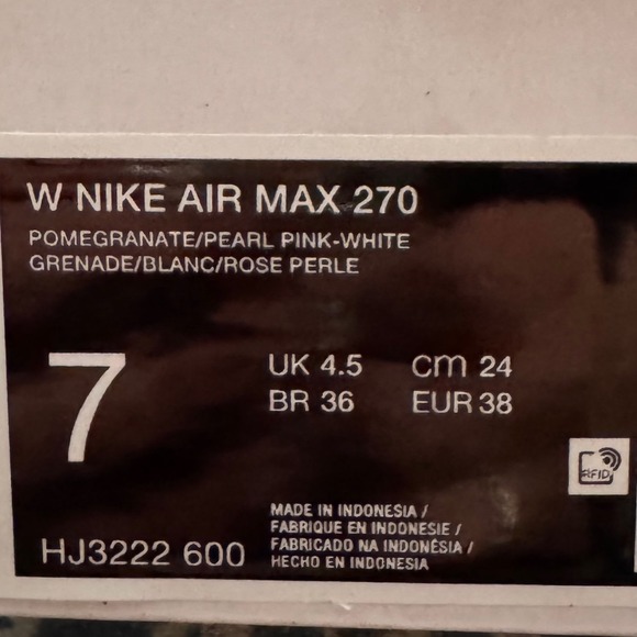 Nike Air Max 270 Women's Running Shoes Pomegranate Pearl Pink White Sz 7 - Picture 3 of 11